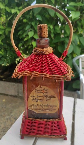 Bouteille armagnac cage rotin - armagnac,
