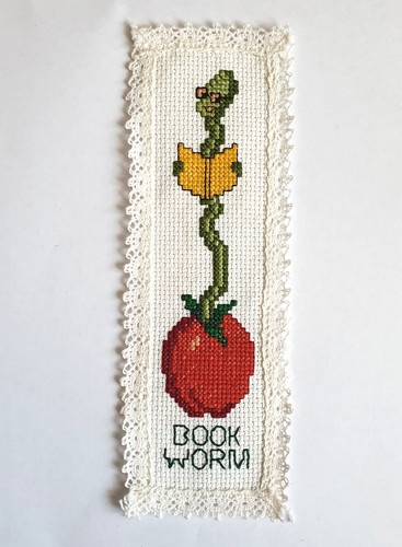 Bookworm red apple bookmark - bookworm,