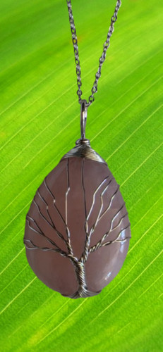 Collier pendentif quartz - collier, rose