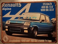 plaque métal vintage Renault 5 Alpine Turbo
