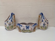 RARE HB Quimper 2 Vases Biniou
