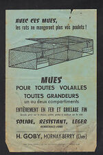 MORNAY-BERRY (18) MARECHALERIE / MUES pour VOLAILLES / Cages "H. GOBY" en 1920
