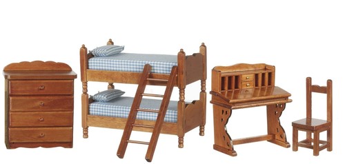 Poupées maison noyer chambre - maison,
