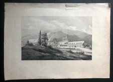 Grande lithographie XIXème - Bagnères-de-Bigorre - Atelier et Scierie de Marbre