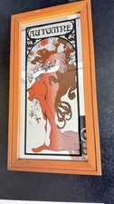 ★★★ Miroir Sérigraphié AUTOMNE Style Art Nouveau Mucha 38x20 Cm ★★★