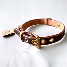 LOUIS VUITTON Monogram Collier Baxter PM Gold Ring Dog Collar CV2271