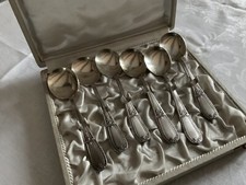 Ancien Coffret Cuillères Pèles À Glace Poinçons Argent Et Doré Vermeille  Royal