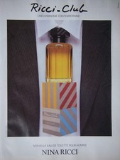 PUBLICITÉ DE PRESSE 1989 RICCI-CLUB EAU DE TOILETTE NINA RICCI - ADVERTISING