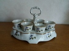 présentoir porte-coquetiers ancien porcelaine décor barbeau/service ensemble lot