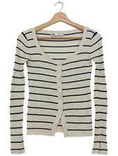 ZARA Pull en maille fine Dames Pull T EU 36 blanc cassé-noir style décontracté