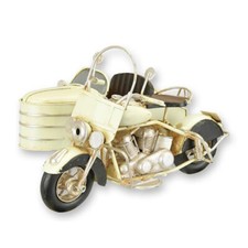 9932132 Modèle De Voiture Ancienne Nostalgique Moto Avec Side-Car 11x15x20cm