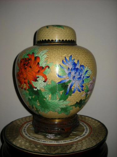 Cloisonne vase potiche - cloisonne,