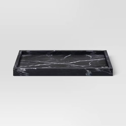 Marble rectangle tray black - marble,