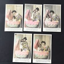 Série 5 CPA Mère et Enfant Berceau Prière 1905 Cartes Postales Religieuses