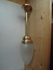 Plafonnier lustre XIXe globe obus lampe Laiton