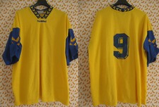 Maillot Hummel Football Manche courte jaune bleu #9 Jersey Vintage - XL