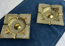 Lot De 2 Magnifique Cendriers Marocain Gravés À La Main Oriental Look Vintage