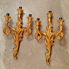 2 APPLIQUES en BOIS Doré