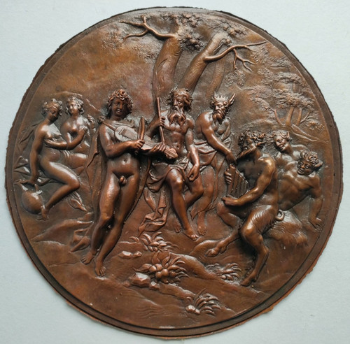 Ancien bas relief joute - relief,