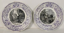 LOT ANCIENNES ASSIETTES PARLANTES JEANNE D'ARC N° 3 et 4 - DIGOIN SARREGUEMINE