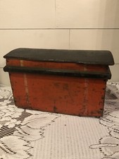 Antique Penn Dutch Folk Art dome Immigration trunk steamer Child doll Vintage