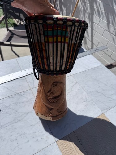 Hand carved wood djembe drum - hand,
