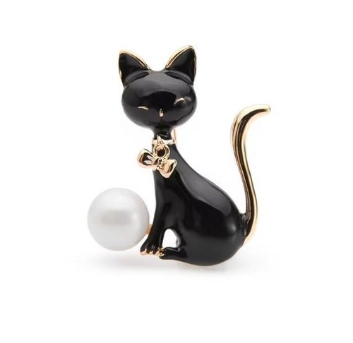 Broche bijou mignon chat noir - broche,