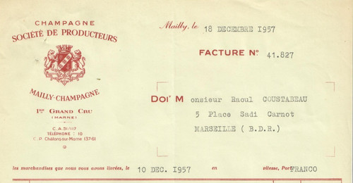 Facture 1957 champagne - facture,