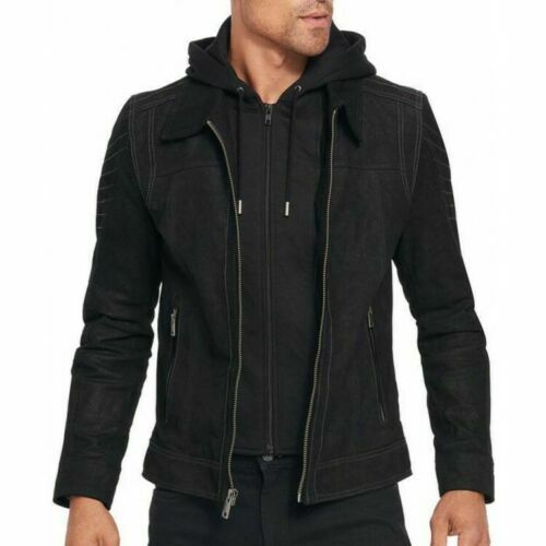 Veste capuche homme cuir - à,