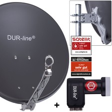 DUR-line 4 Abonné Système de Satellite Select 60/65 Alu Satantenne Grise + Quad