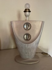 Grand pied de lampe ceramique Vintage Beige Irisée Dorée Boule Verre Design