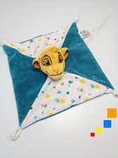 Doudou Plat/Mouchoir Simba Roi Lion Jaune Bleu/Vert Feuilles Soleil Disney Kiabi