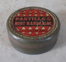 Vintage french candy PASTILLES  MINT MANDARINE Advertising tin box France