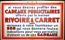 Publicité cartonnée à  suspendre - RIVOIRE et CARRET - 52x35 cm - 1900/20's