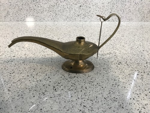 Vintage brass genie oil lamp - vintage,