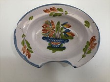 Ancien Grand Plat A Barbe En Faience RAMBERVILLERS Decor Floral