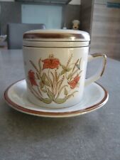 MUG - TASSE A THE + SOUCOUPE - TISANIERE VINTAGE  EN CERAMIQUE - Hauteur 9,5 cm