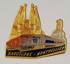 PINS BALLARD COLLECTION SNCF TRAIN TGV BARCELONE MONTPELLIER  DORÉ OR FIN / H6