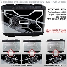 3 Adhésifs Valises Vario BMW R1200 - R1250 GS LC Triple Black K50 Latéral + Top