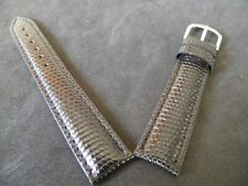 20 mm BRACELET COUSU EN CUIR VERITABLE FACON LEZARD NOIR FABRICATION FRANCAISE