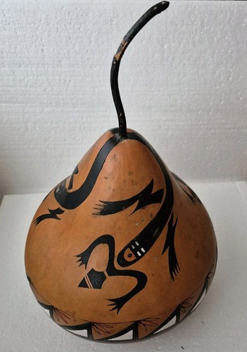 Gourd art tribal imagery hand - gourd,
