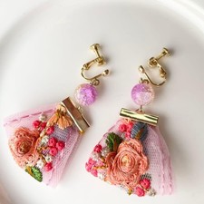 Boucles d'oreilles ethniques naturelles d'automne en verre fissuré et...