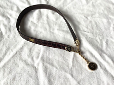 COLLIER SHOCKER LANCEL CUIR MARRON VINTAGE PENDELOQUE DORE