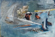 1970 JEAN CLAUDE PICOT VOILIERS oil on cardboard