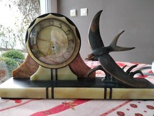 Horloge de cheminée marbre, style art déco, en état de fonctionnement