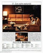 PUBLICITE ADVERTISING 036  1977   Roche -Bobois  canapé fauteuil cuir naturel