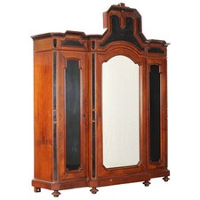 Armoire Umbertino Ancien 3 Volets Acajou Noyer du XIXe Siècle Original