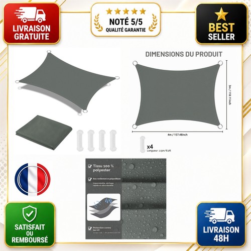 Voile ombrage rectangulaire - voile,