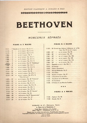 Partition piano 1961 beethoven - partition,