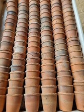 lot 50 pots en terre cuite, diam et hauteur 6 cm. poterie des années 70, poreux